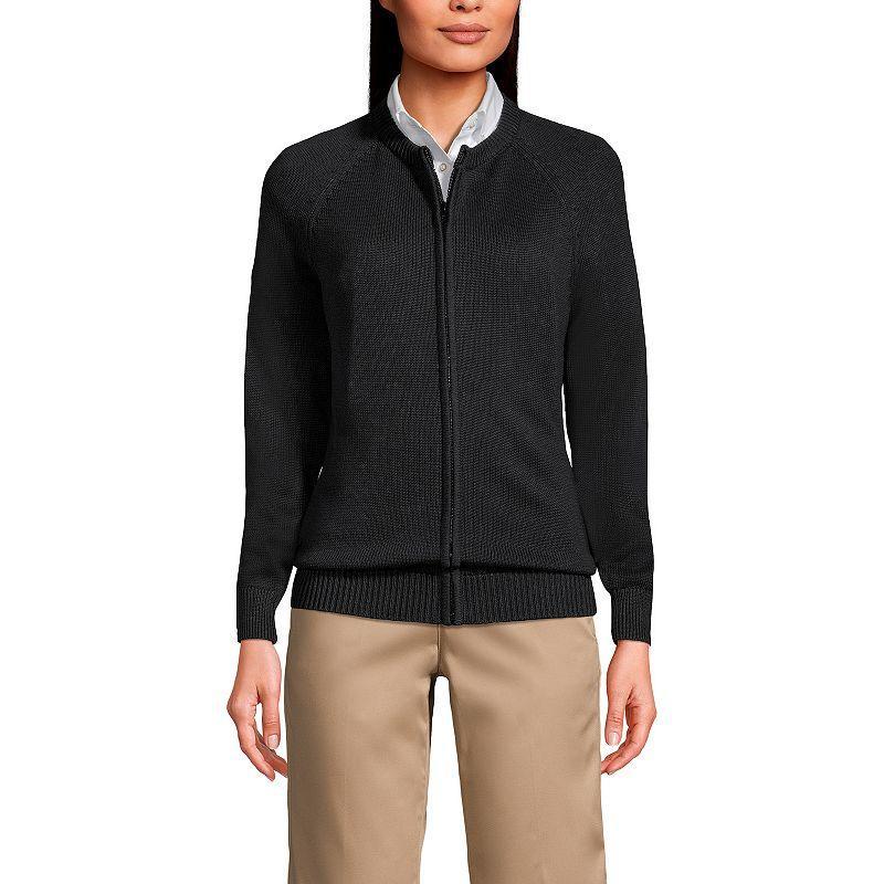 Womens Lands End School Uniform Zipper-Front Cardigan Sweater Product Image