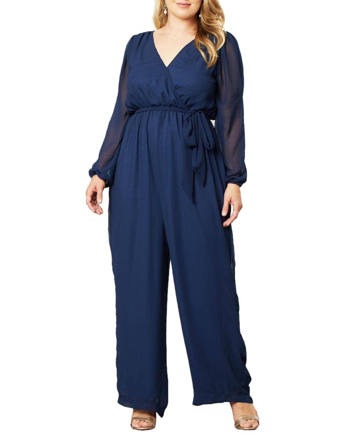 Kiyonna Celina Long Sleeve Chiffon Jumpsuit Product Image