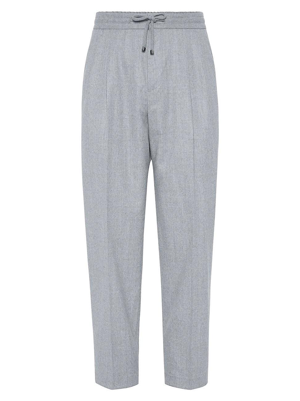 Mens Leisure Fit Trousers with Drawstring and Double Pleats Product Image