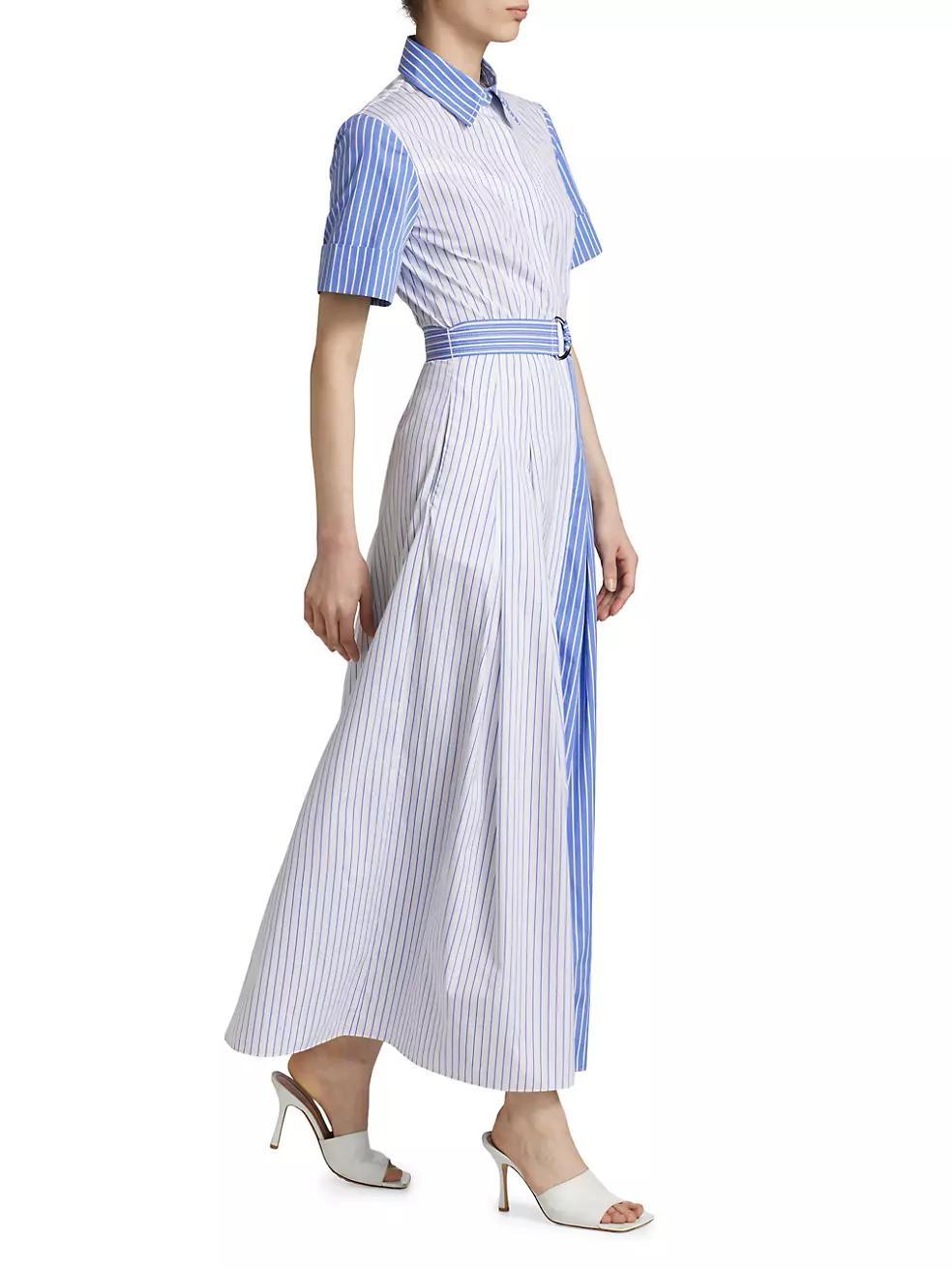 Colorblocked Striped Cotton Midi-Dress Product Image