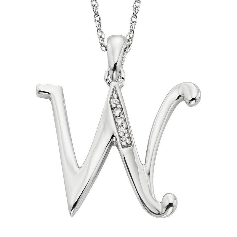 Sterling Silver Diamond Accent Initial Pendant, Womens Product Image