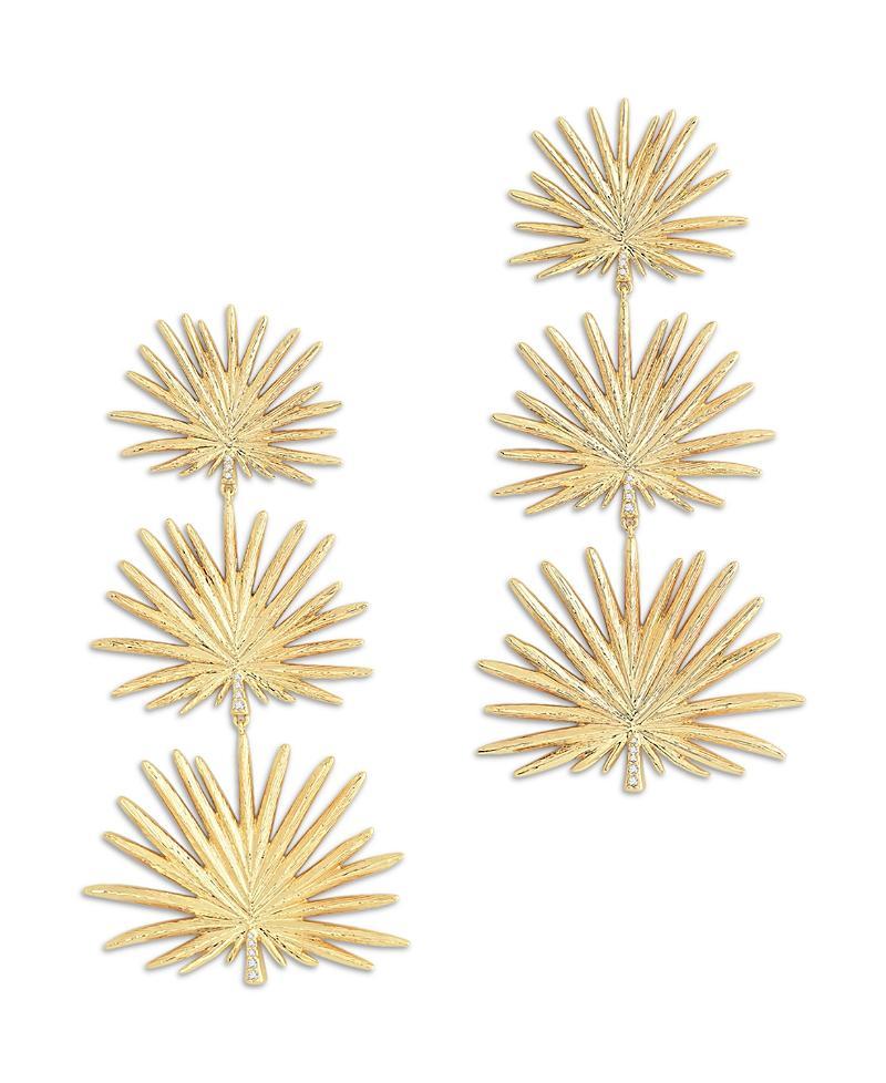 Womens Palm Triple Fan Large 18K Gold-Plated & Cubic Zirconia Drop Earrings Product Image