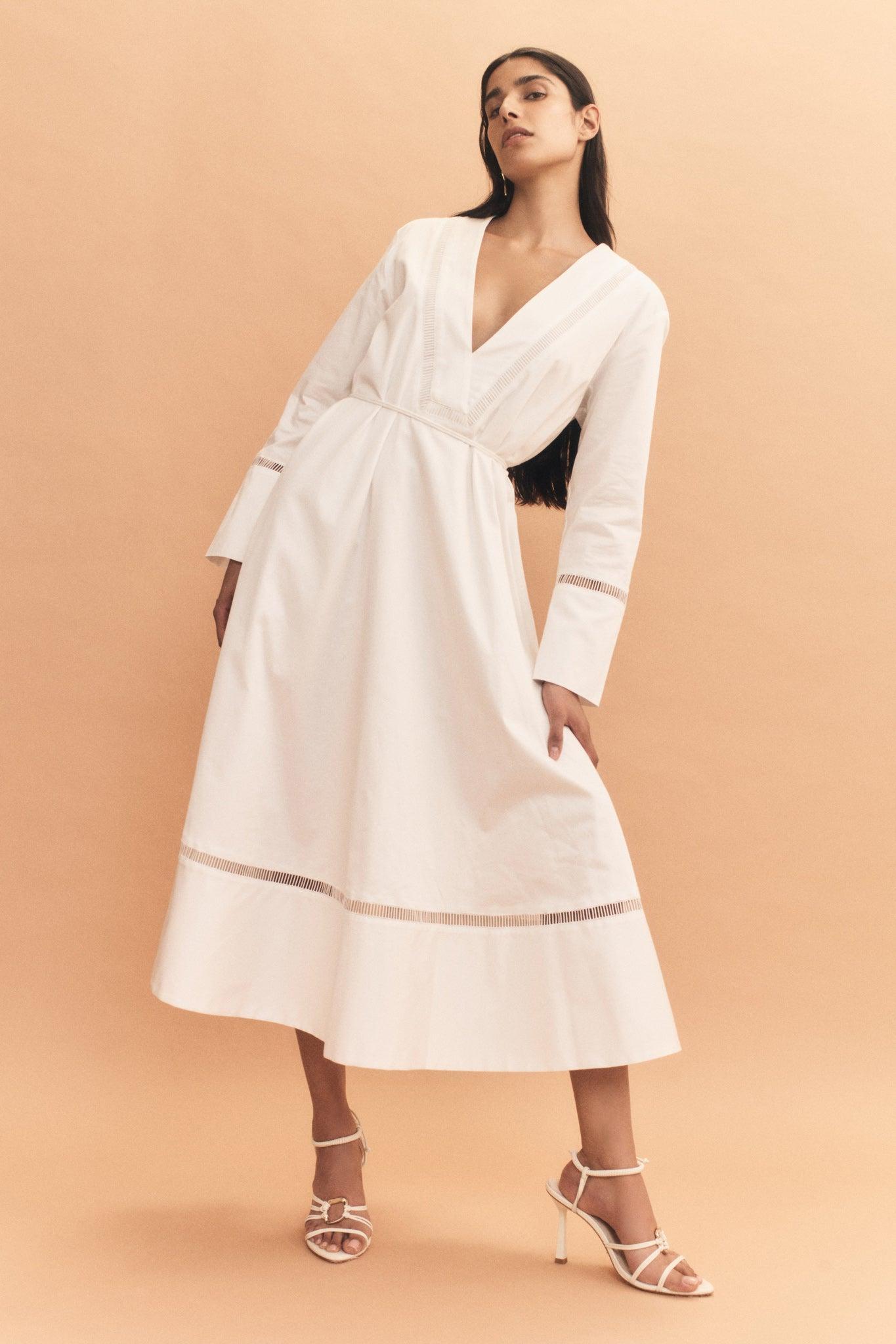 Reborn Ladder Trim Midi Dress Product Image