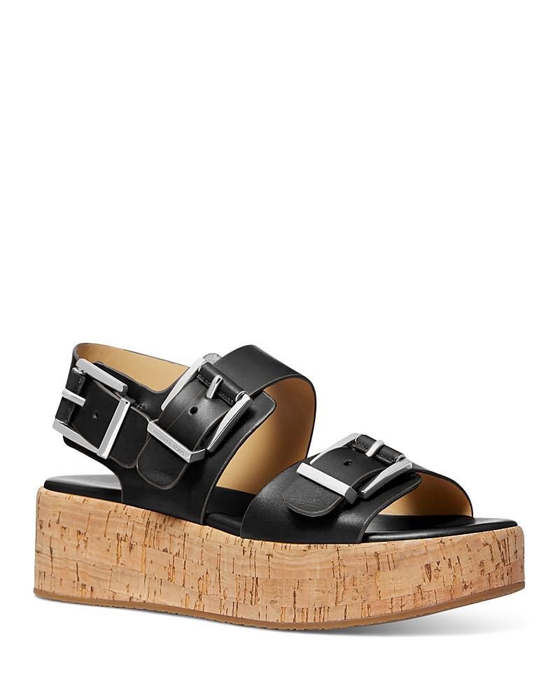 Michael Michael Kors Womens Colby Triple Buckle Black Flatform Sandals Product Image