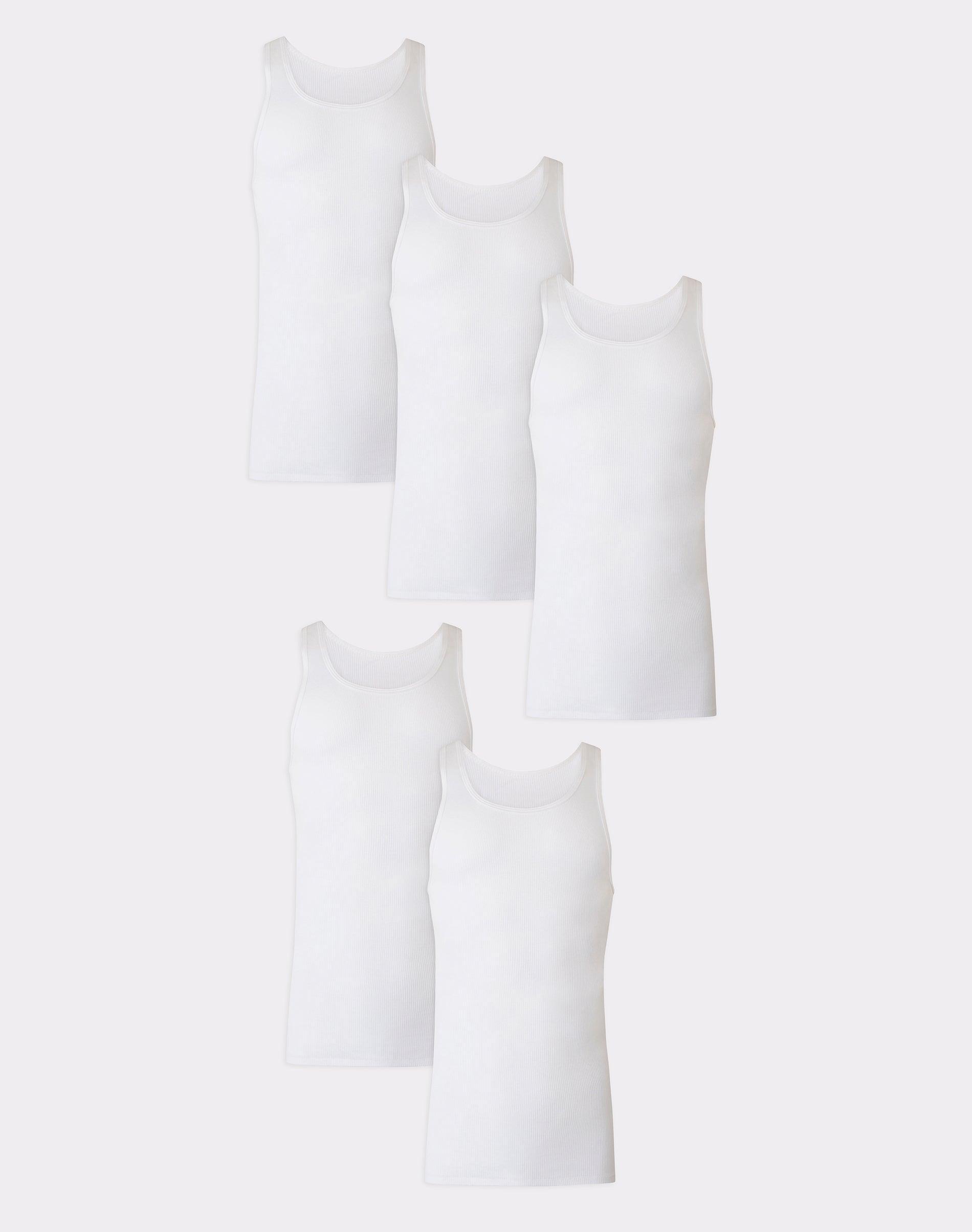 Hanes Ultimate Tall Mens Tank Top Undershirts Pack, Cotton, 5-Pack, (Big & Sizes) White LT Product Image