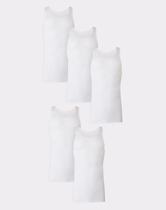 Hanes Ultimate Tall Mens Tank Top Undershirts Pack, Cotton, 5-Pack, (Big & Sizes) White LT Product Image