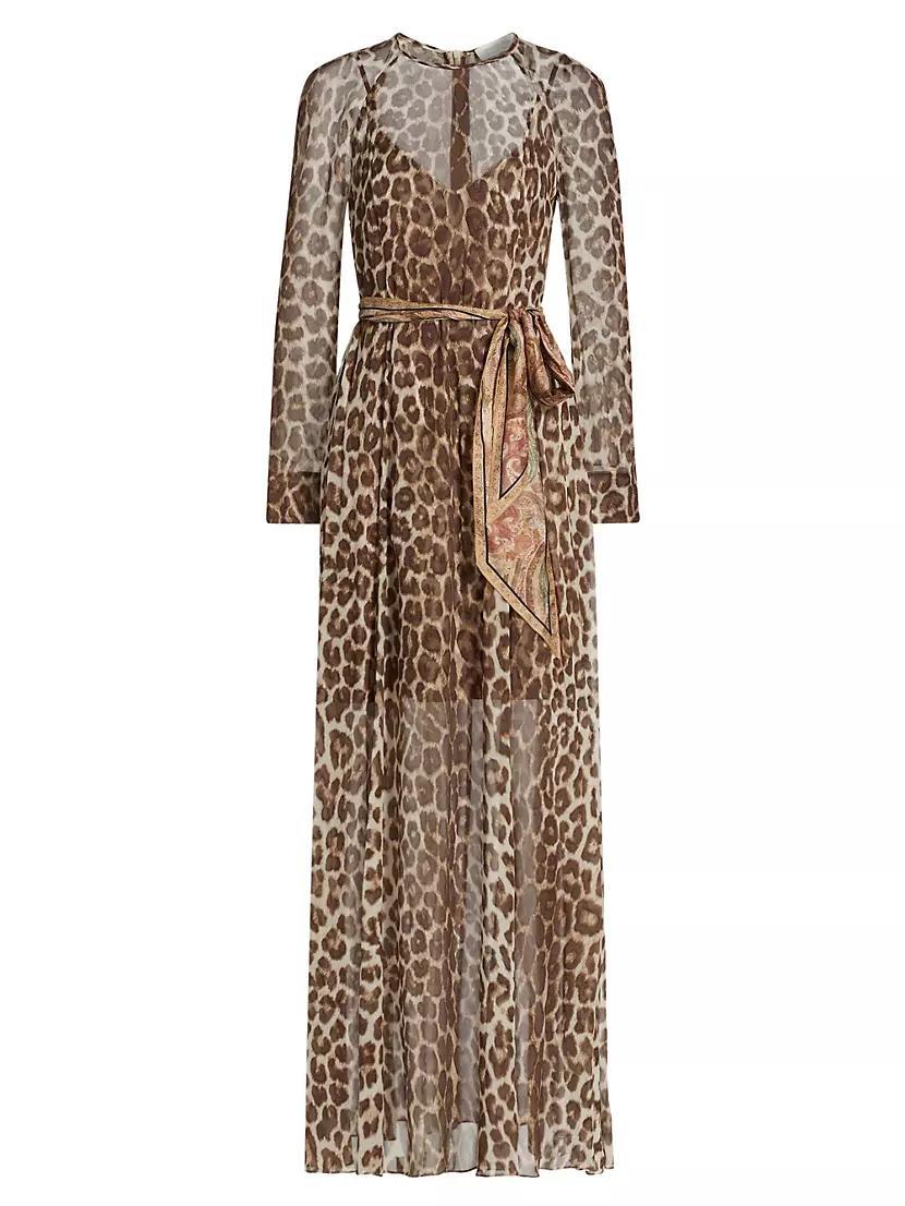 Leopard Print Long-Sleeve Maxi-Dress product image