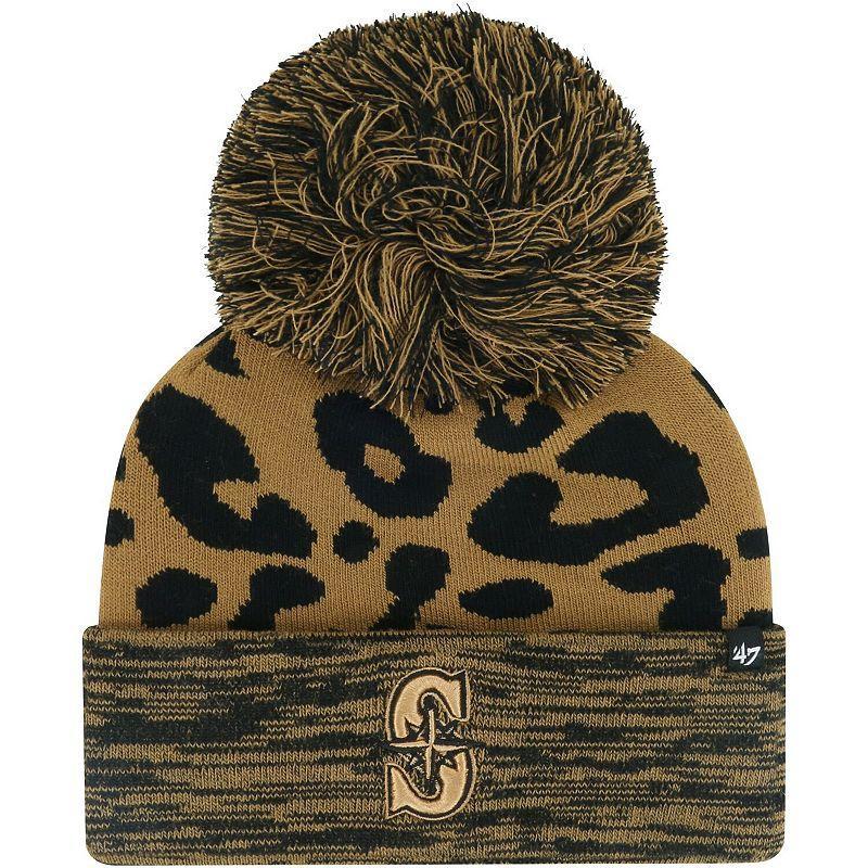 Womens 47 Seattle Mariners Leopard Rosette Cuffed Knit Hat with Pom Product Image