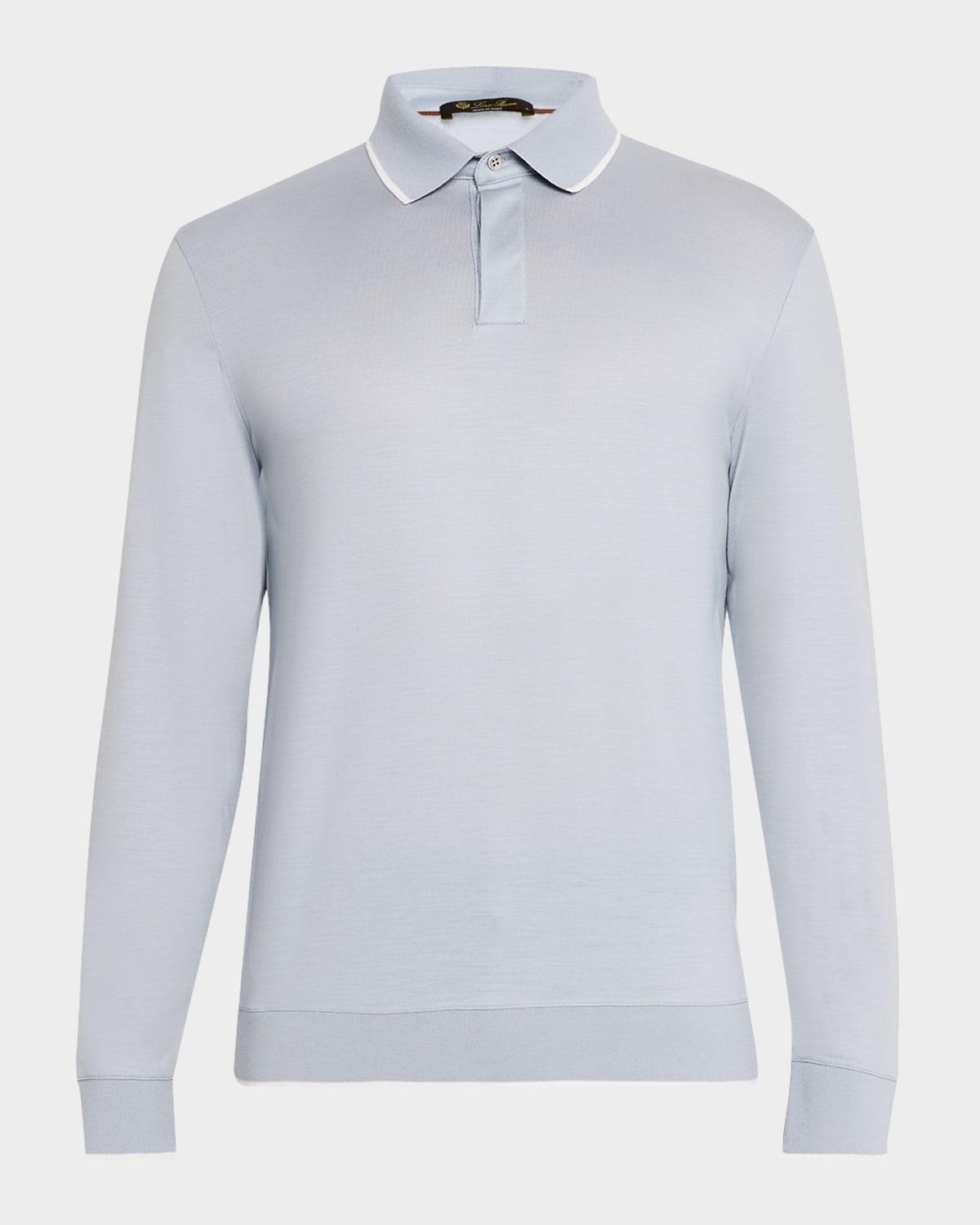 Mens Wool Jersey Long-Sleeve Polo Product Image