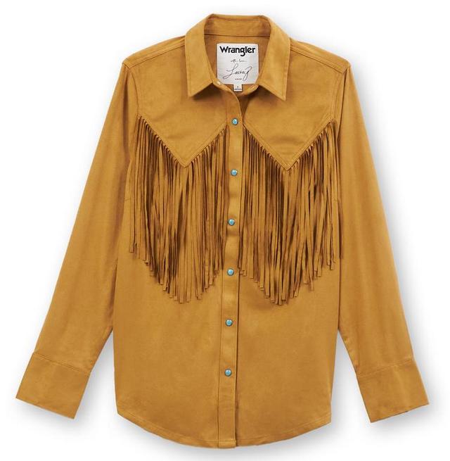 Wrangler® x Lainey Wilson L/S Bone Brown Fringe Snap Shirt Product Image