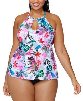 Raisins Curve Trendy Plus Size Rosalie Printed Tankini Top Bottoms Product Image