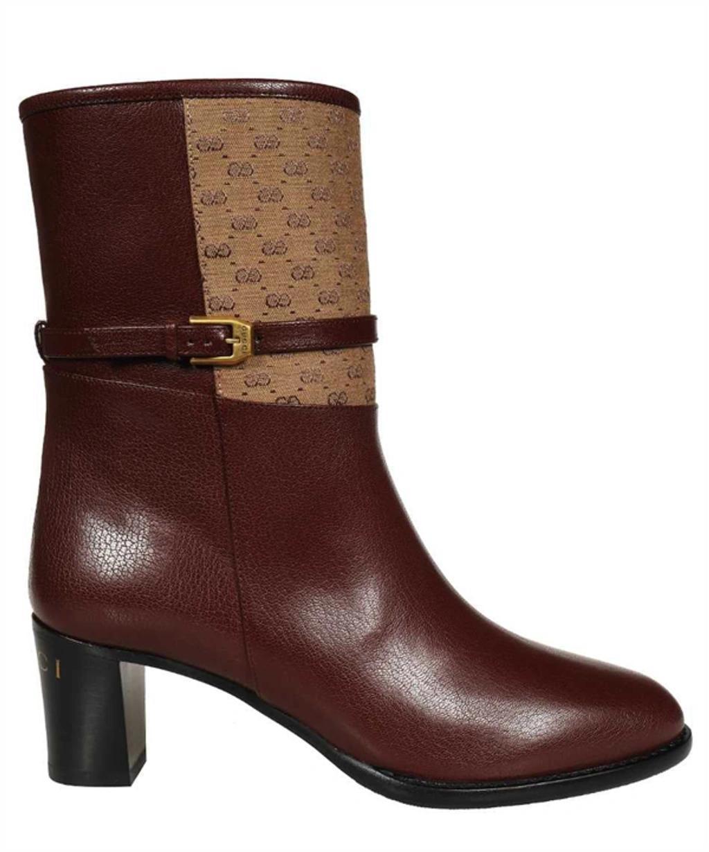 Gg Leather Boots In Bordeaux product image