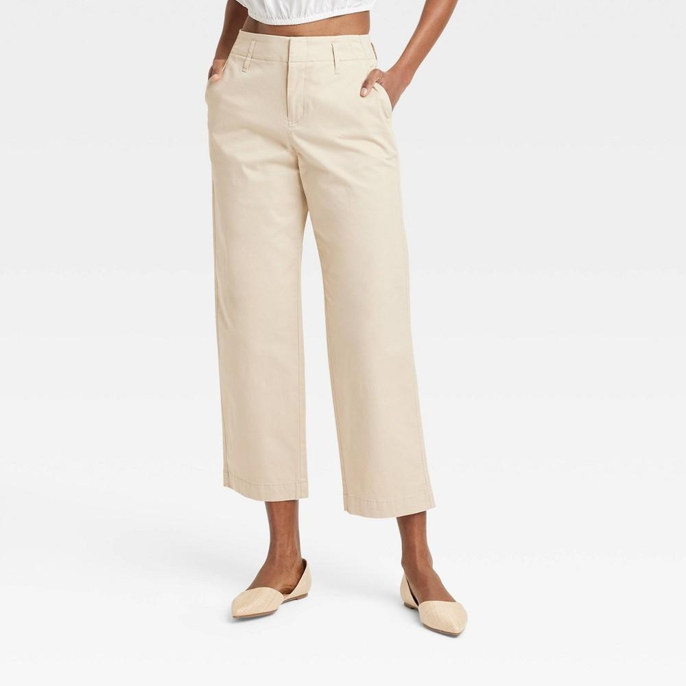 Women's High-Rise Straight Ankle Chino Pants - A New Day™ Tan 0 Product Image