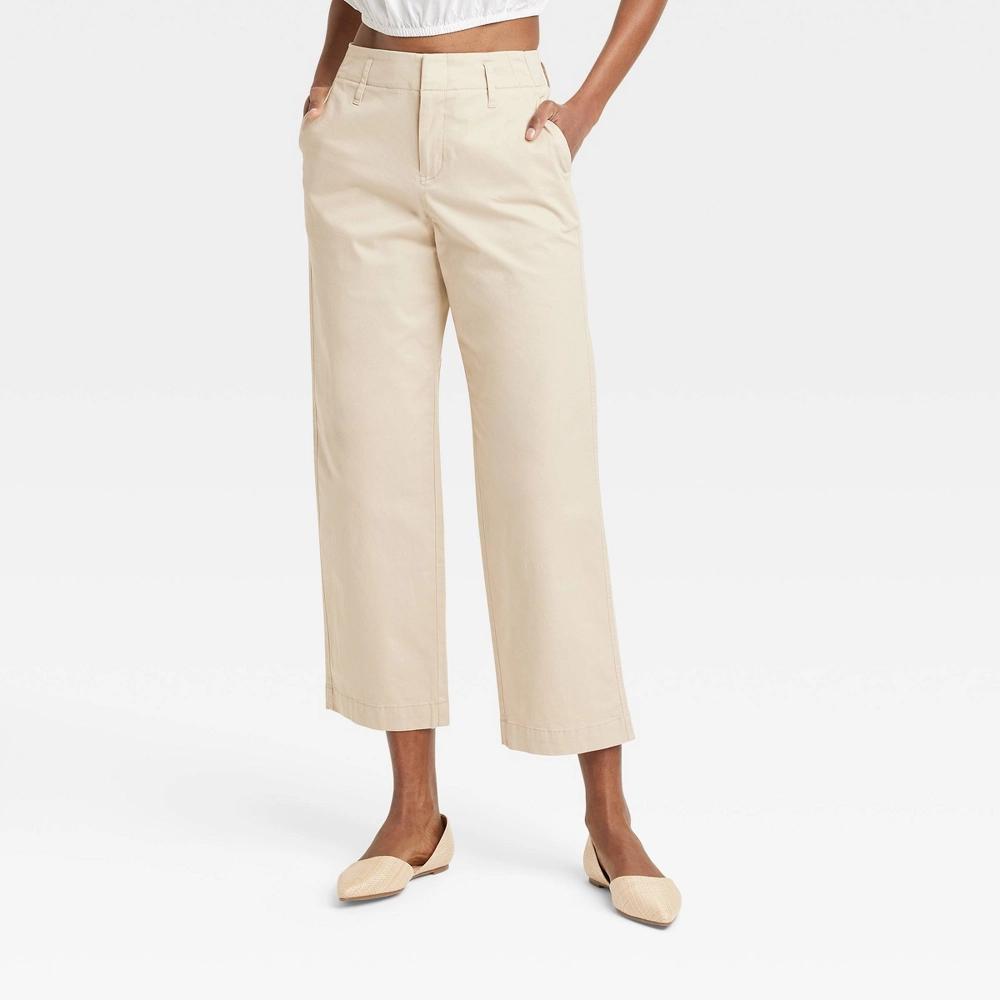 Women's High-Rise Straight Ankle Chino Pants - A New Day™ Tan 0 Product Image