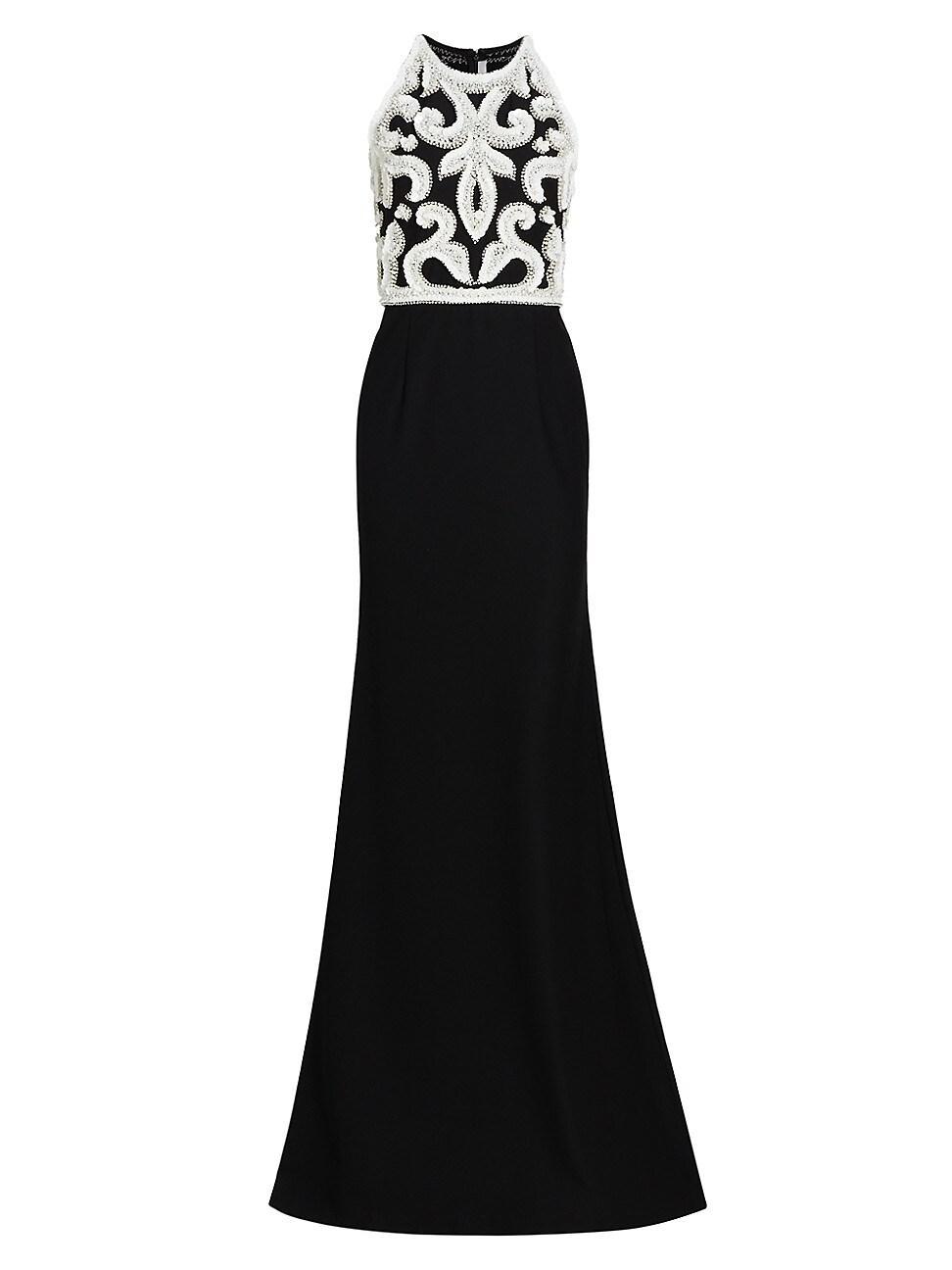 Womens Bead & Sequin-Embellished Sleeveless Trumpet Gown Product Image