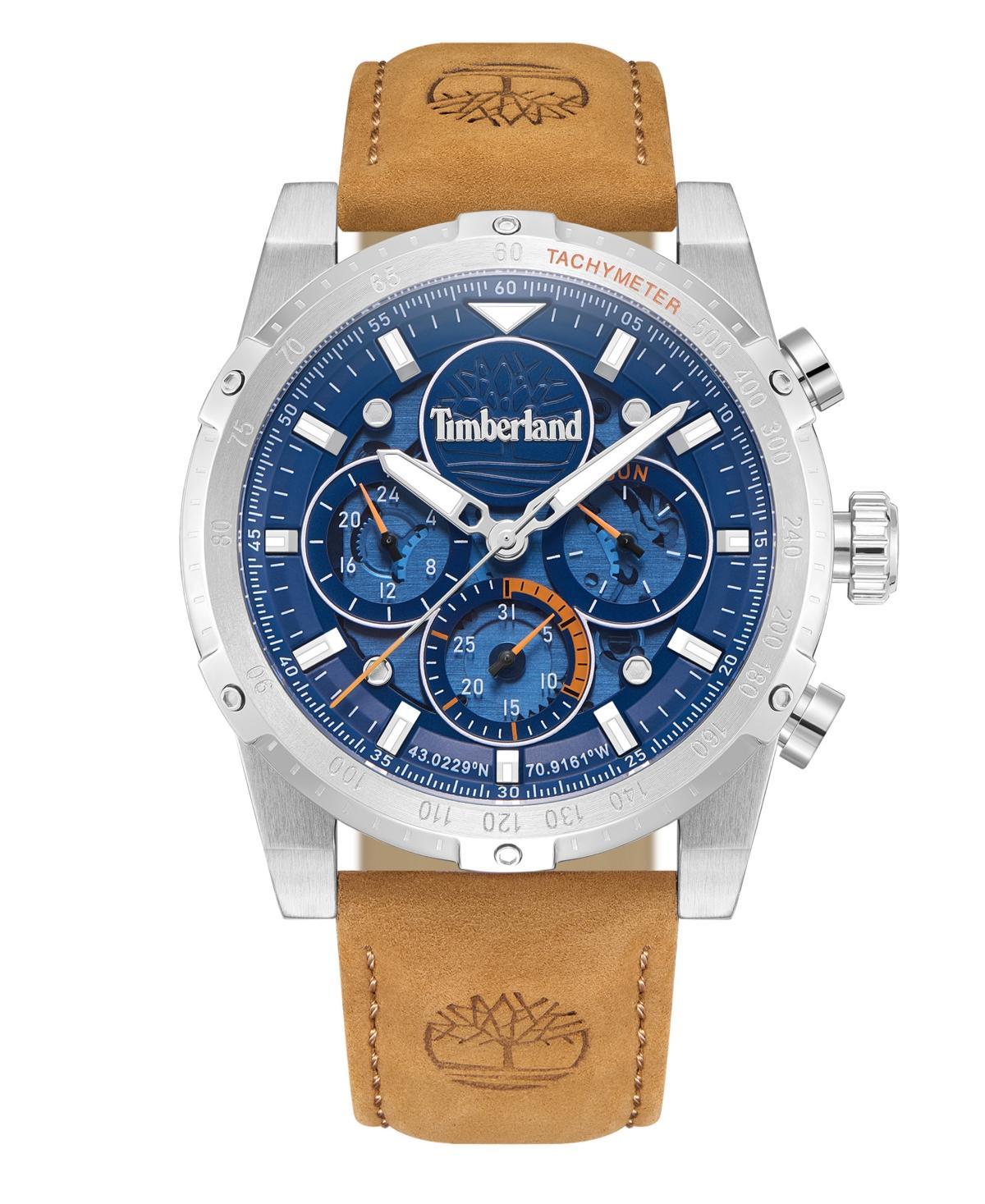 Timberland Mens Quartz Wheat Genuine Leather Strap Watch, 45mm - Tan Product Image