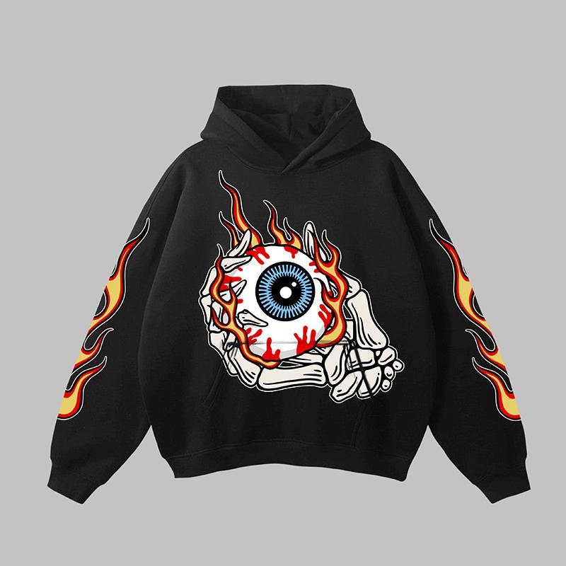 Sopula Street Trend Flame Eye Graphics Pocket Hoodie Product Image