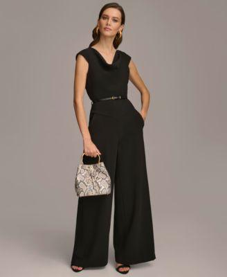 Donna Karan New York Cowl Neck Cap Sleeve Belted Jumpsuit Product Image