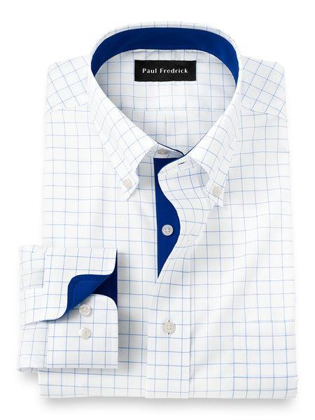 Non-iron Cotton Check Dress Shirt With Contrast Trim Product Image