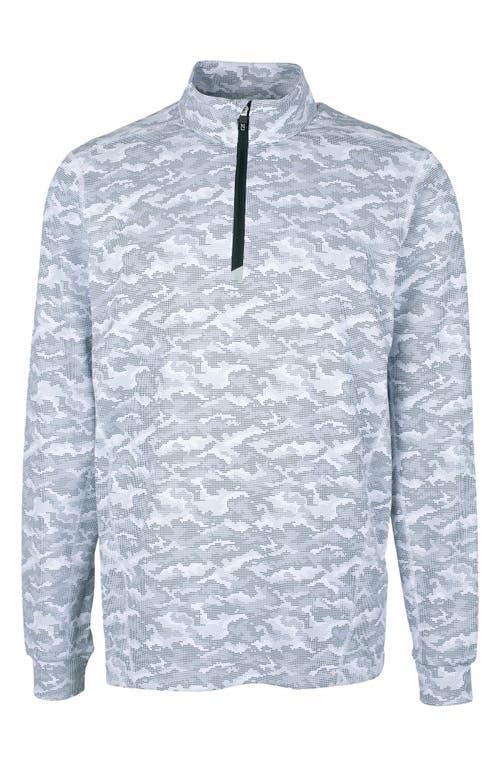 Cutter Buck Traverse Camo Print Stretch Quarter Zip Mens Big and Tall Pullover Jacket Product Image