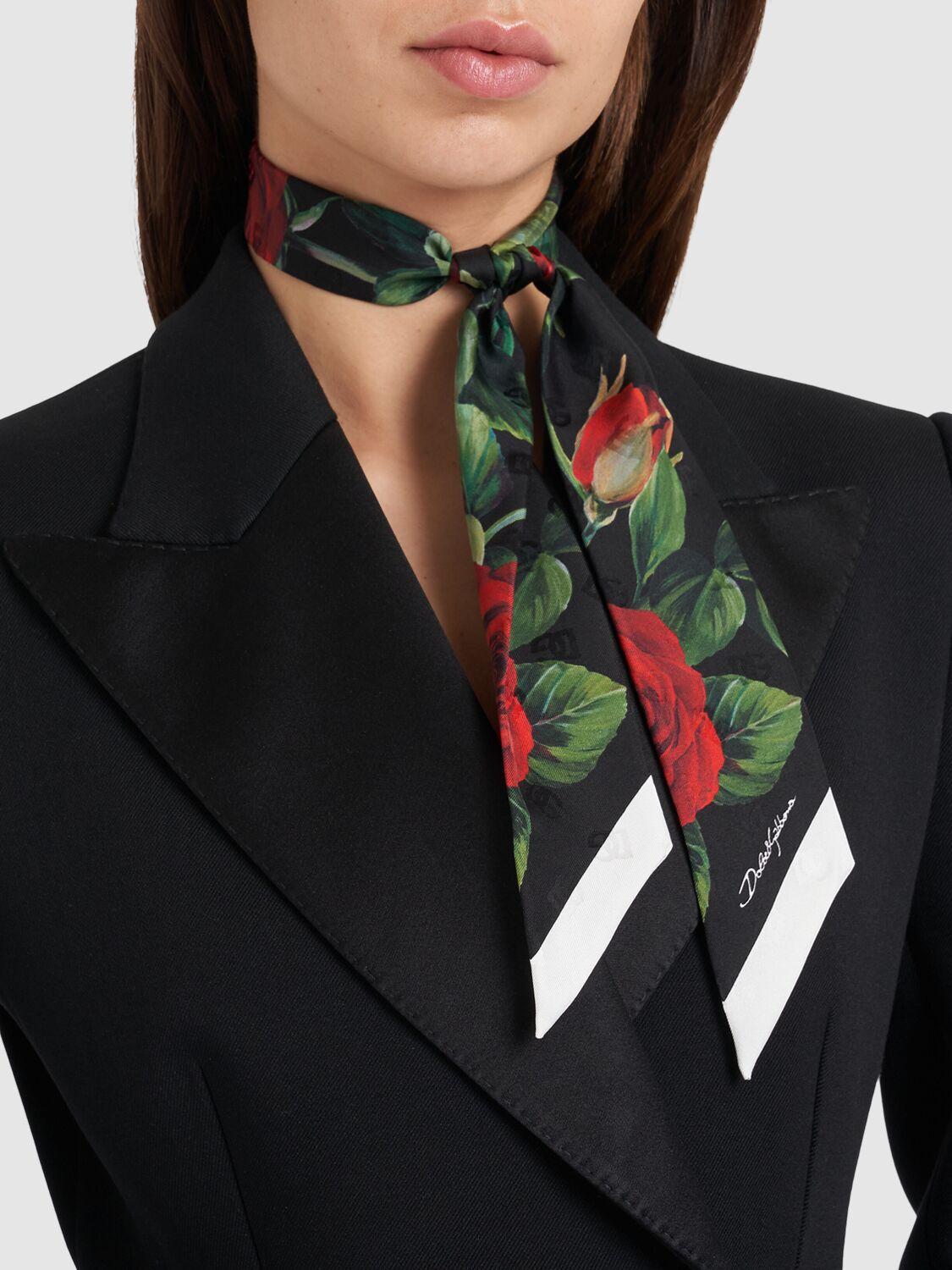 DOLCE & GABBANA Printed Silk Bandeau Scarf In Rose/nero Product Image