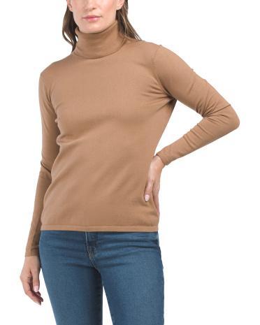 Pima Cotton Blend Long Sleeve Turtleneck Sweater for Women Product Image