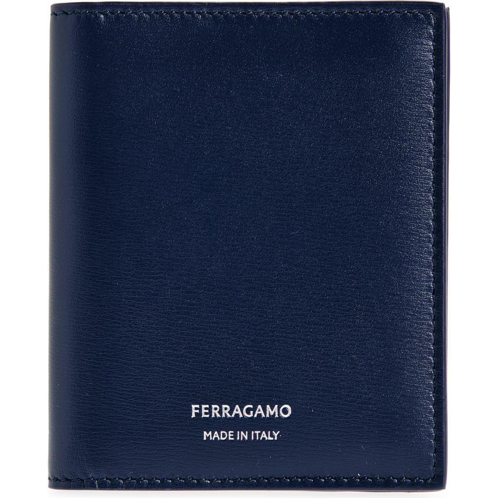 FERRAGAMO Classic Tall Leather Bifold Wallet In Blue Product Image