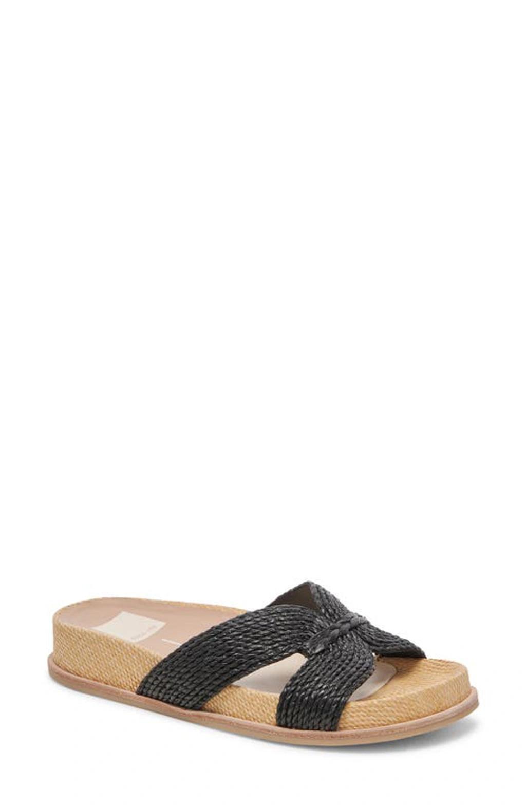 Selda Raffia Slide Sandal In Onyx Raffia Product Image