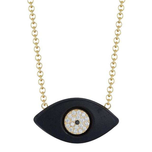 Sunkissed Sterling 14k Gold Over Silver Cubic Zirconia Evil Eye Necklace, Womens Product Image