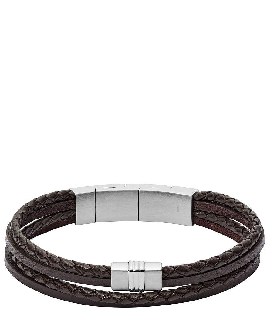 Fossil Men's Leather Braided Multi-Strand Bracelet Product Image