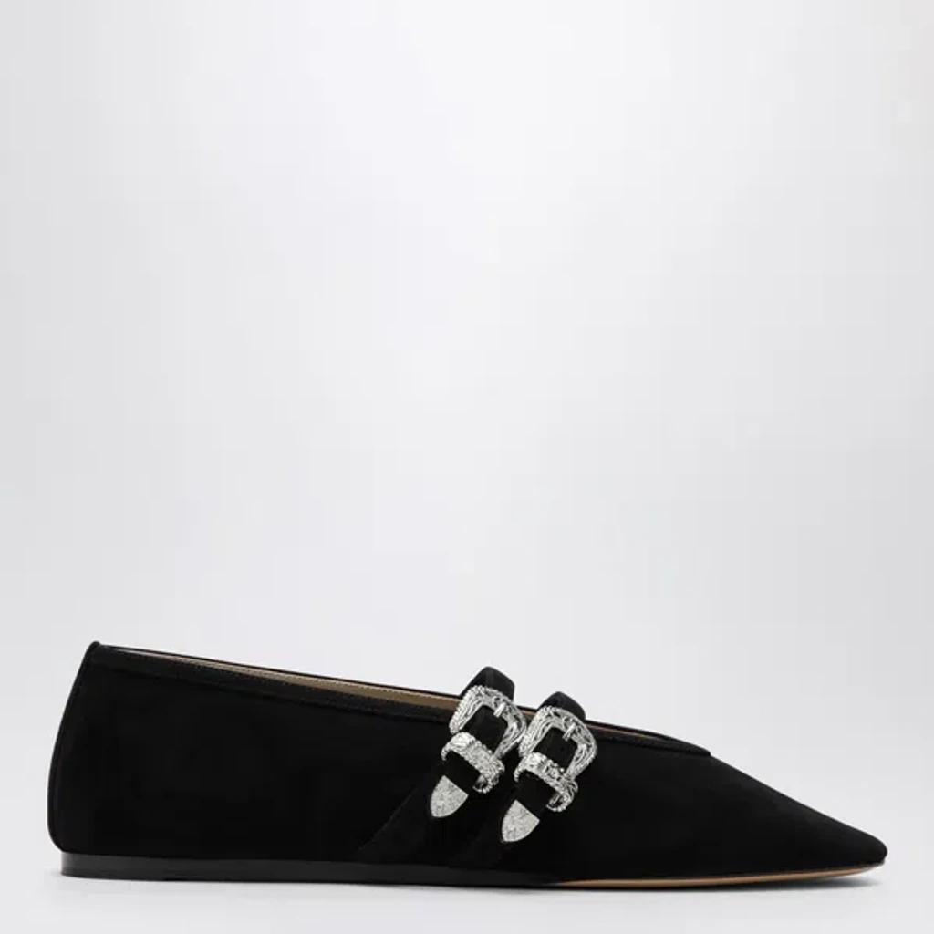 Black Suede Ballerina Claudia Product Image