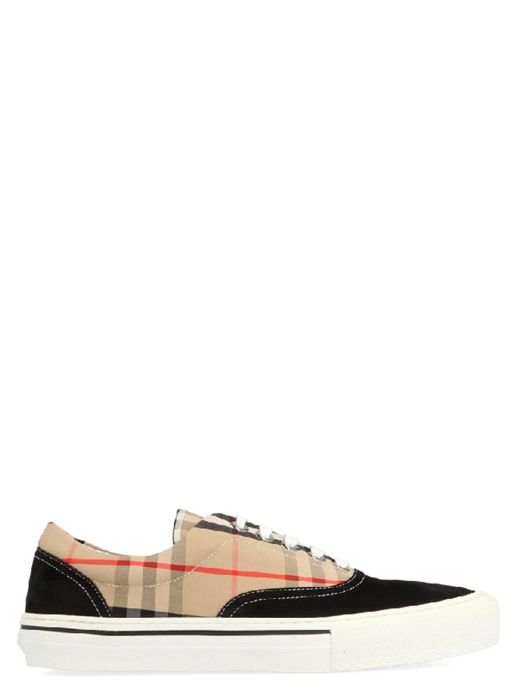 Vintage Check Cotton And Suede Sneakers In Black Archive Beige Product Image