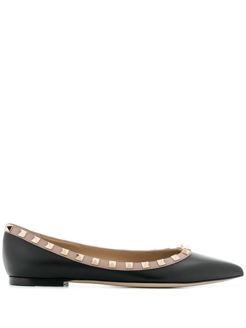 Rockstud Pointed Toe Ballerina Shoes In Black Product Image