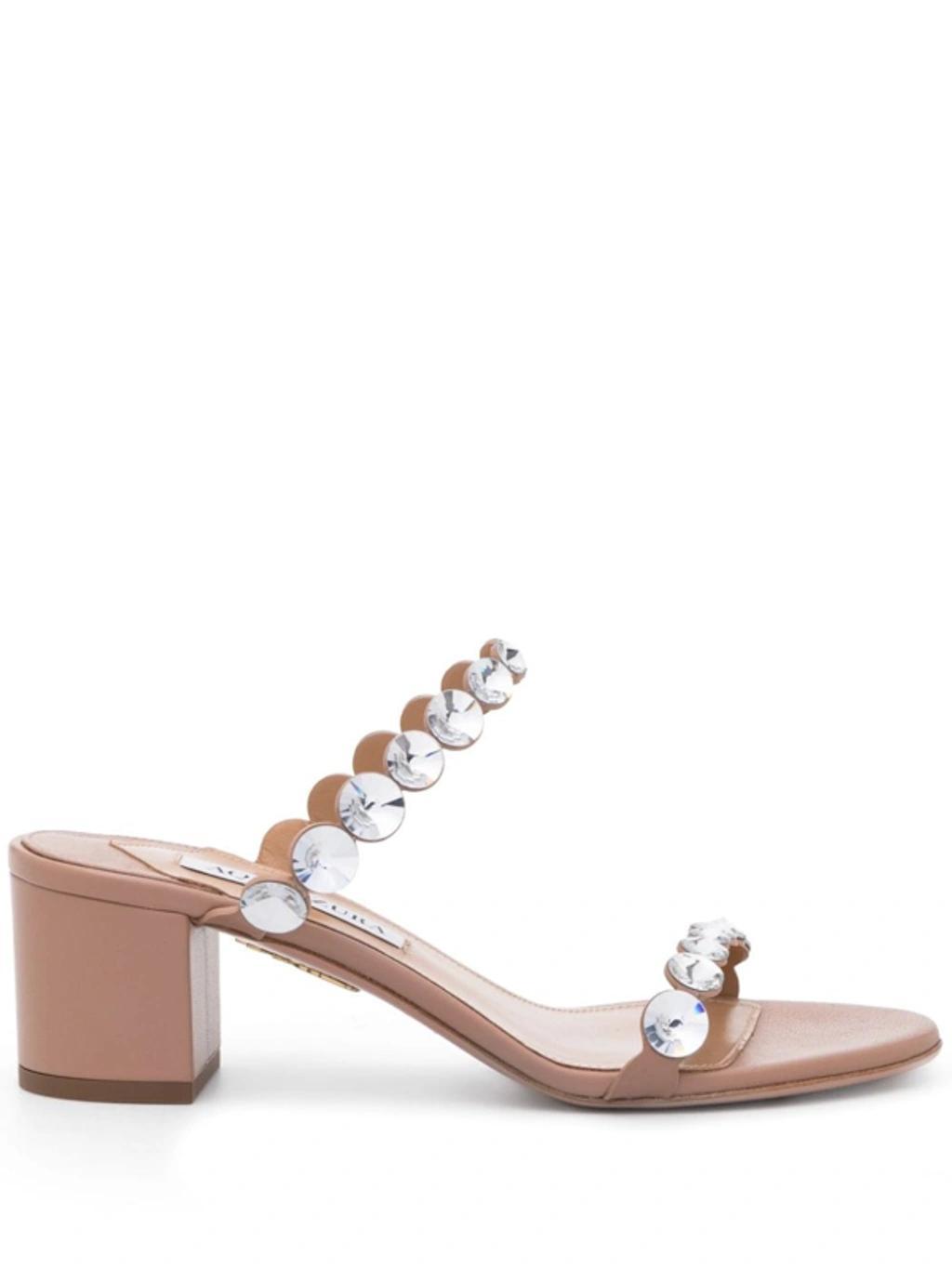 Maxi-tequila 50 Crystal-embellished Leather Sandals In Pink product image