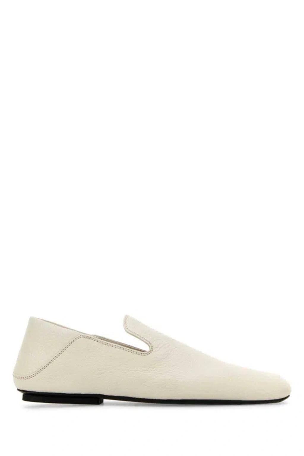 White Leather Slip Loafers product image