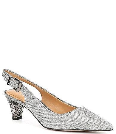 J. Renee Mayetta Glitter Embossed Heel Slingback Pumps Product Image