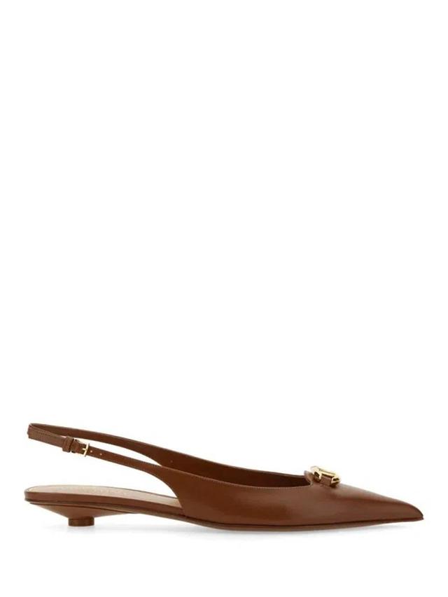 VALENTINO GARAVANI Vlogo Signature Leather Pumps In Brown Product Image