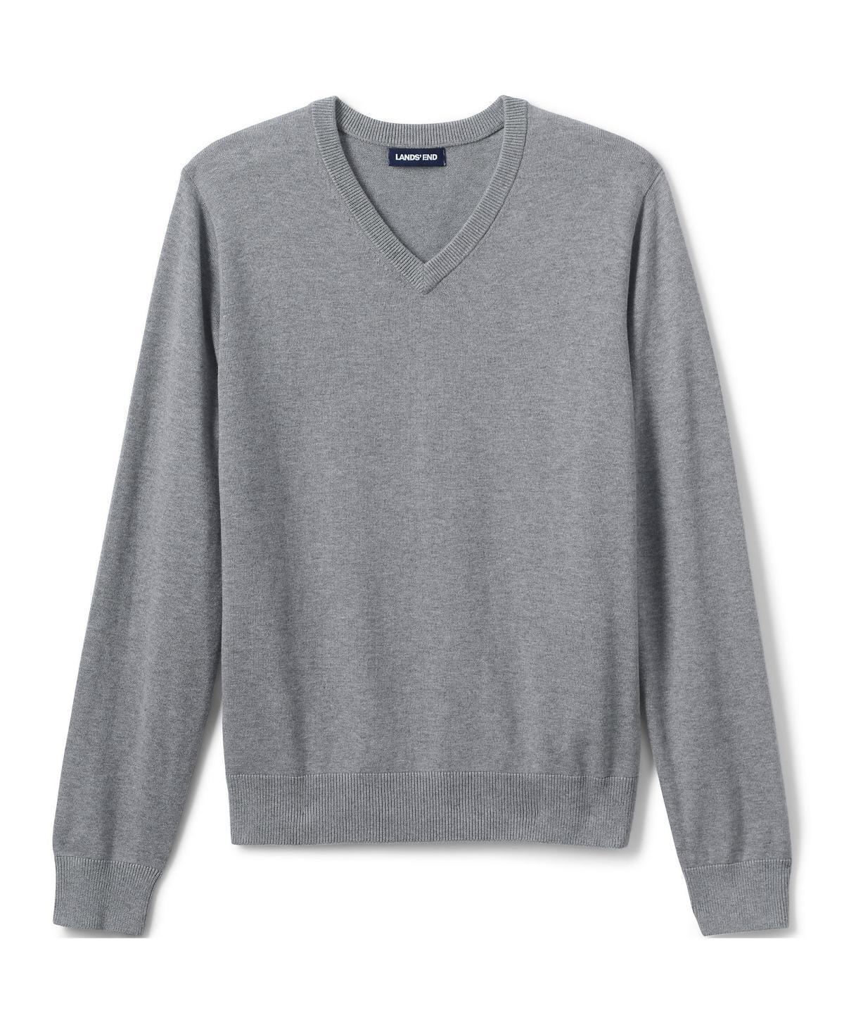 Lands End Mens School Uniform Cotton Modal Fine Gauge V-neck Sweater Product Image