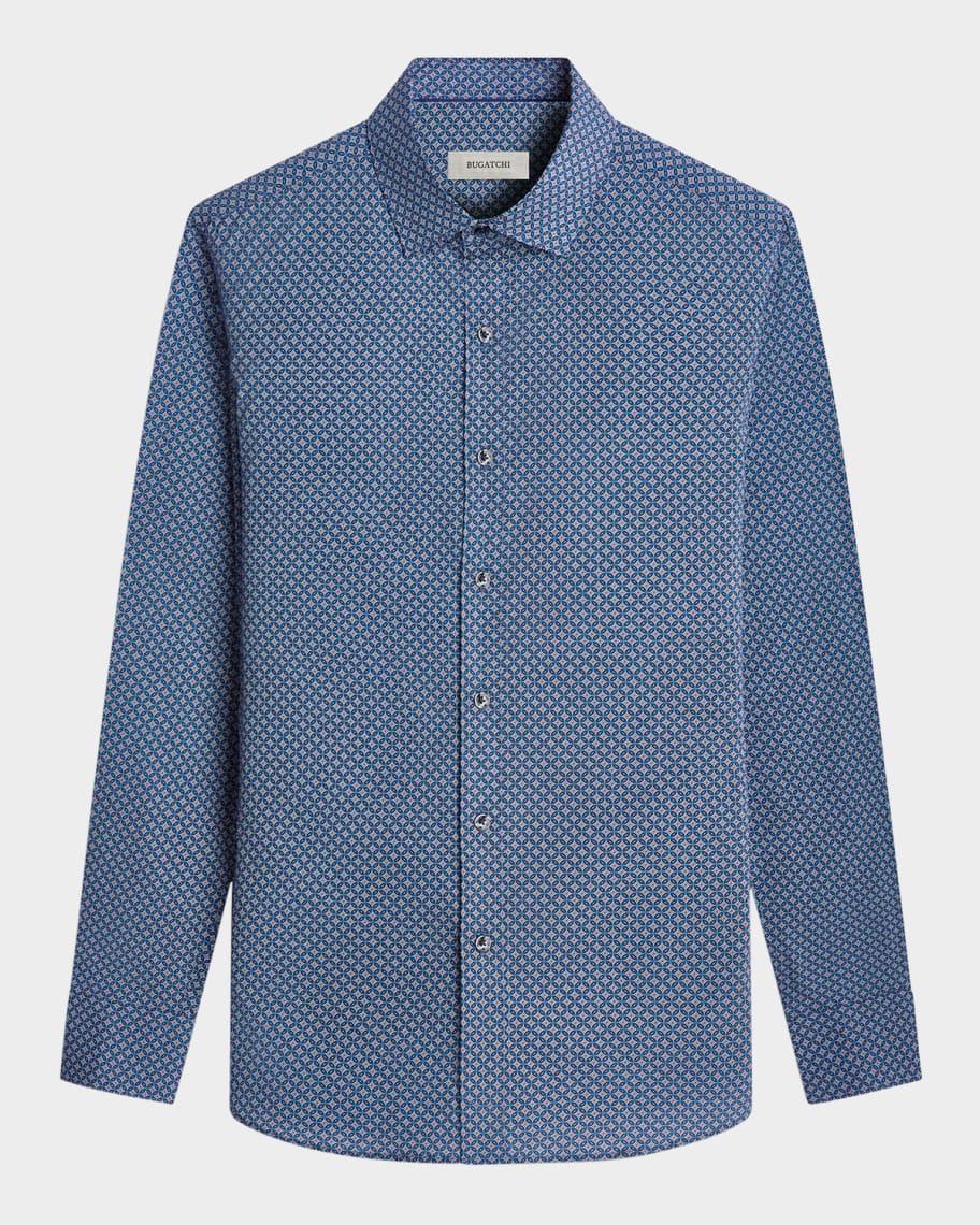 Mens Axel Geometric Stretch Cotton Button-Front Shirt Product Image