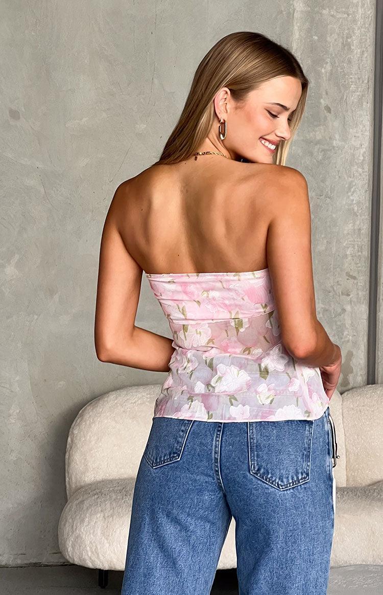 Jacqulin Pink Floral Strapless Top Product Image