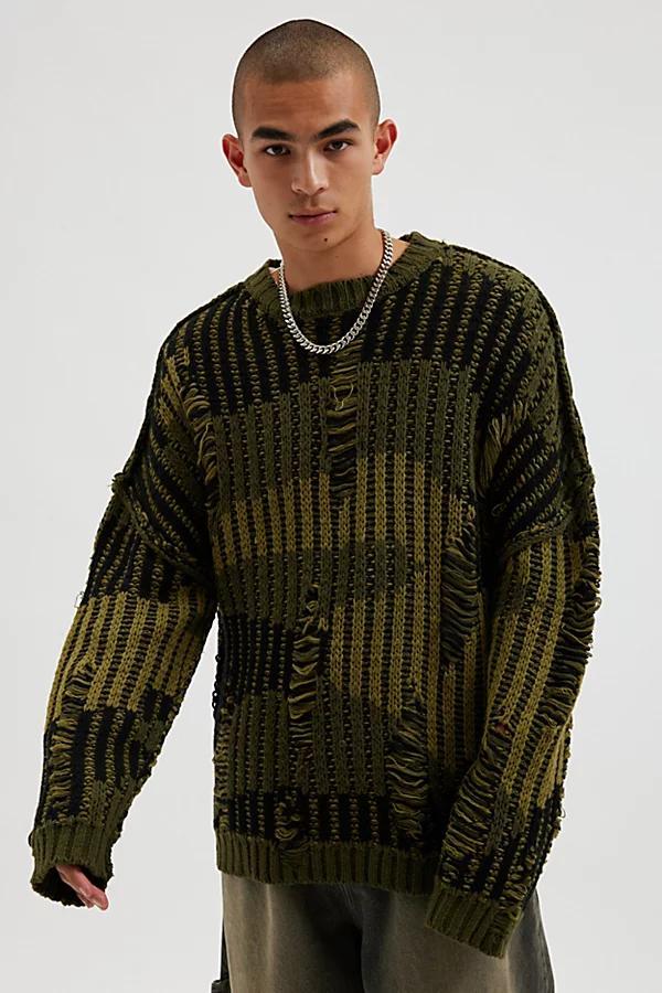 The Ragged Priest Distressed Crew Neck Sweater, Mens at Urban Outfitters Product Image