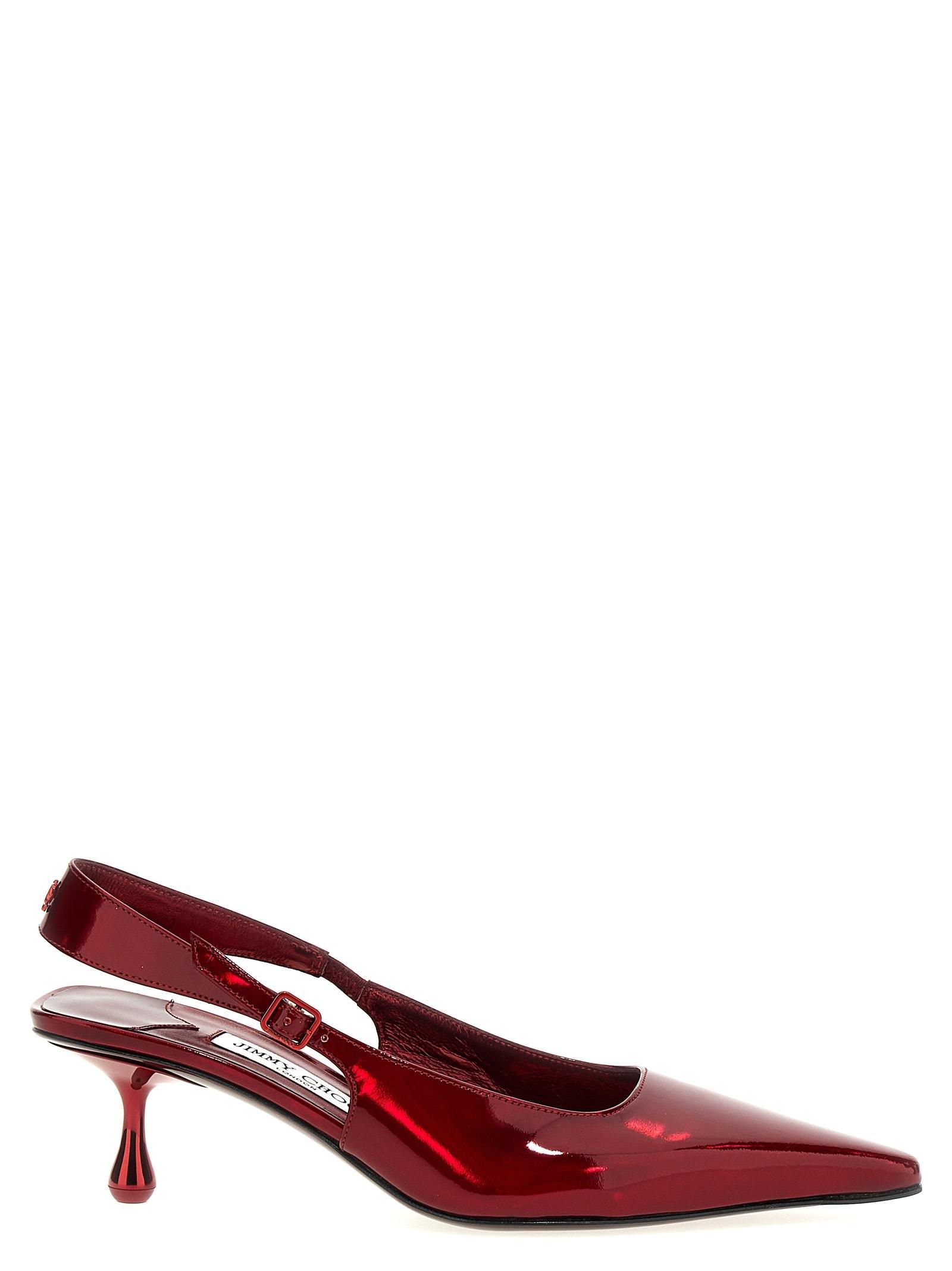 JIMMY CHOO Amel 50 Patent Leather Slingback Pumps In Red Product Image