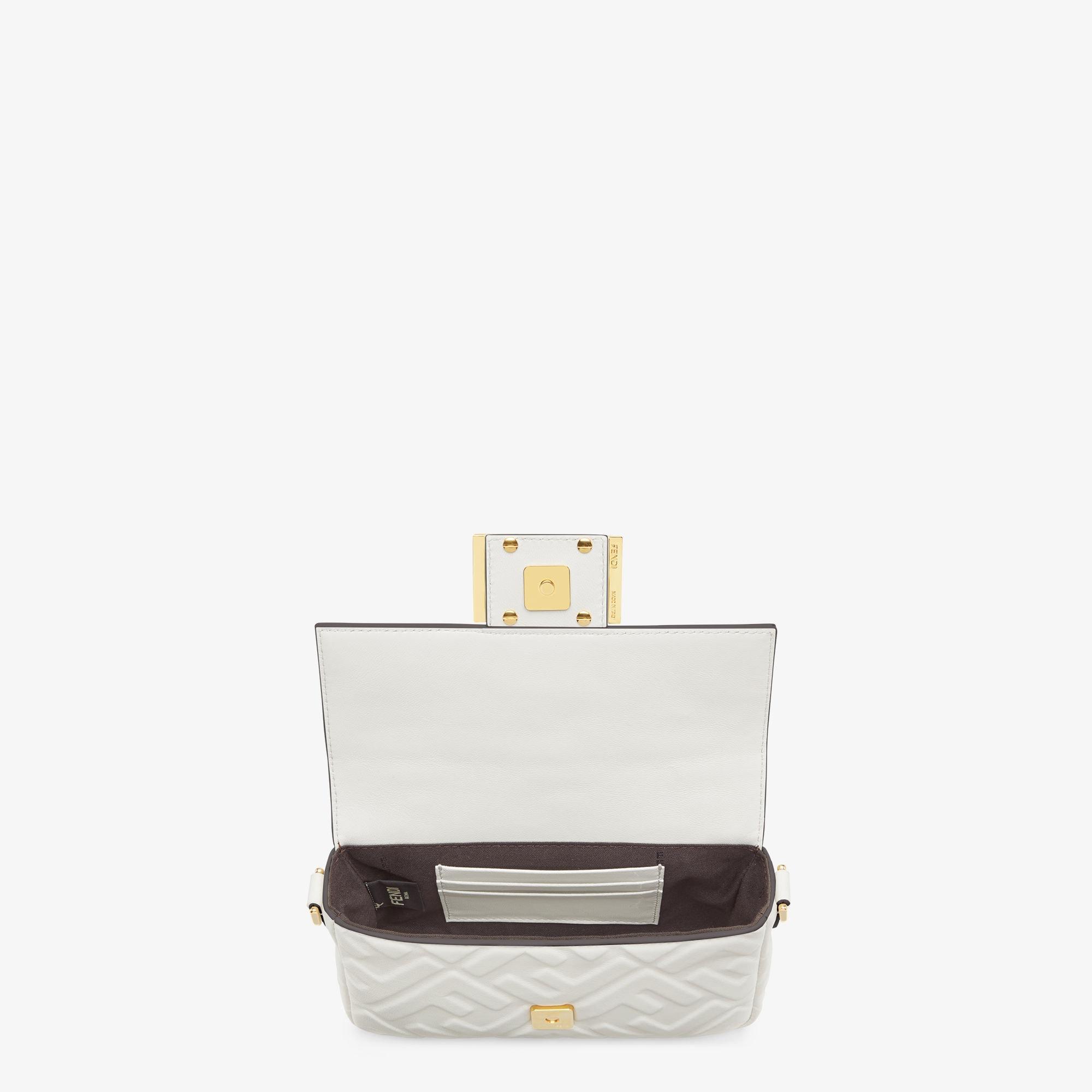 Baguette MiniWhite nappa leather bag with FF motif Product Image