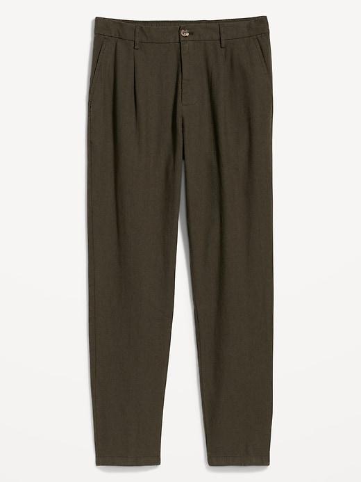 Loose Taper Linen-Blend Ankle Pants Product Image