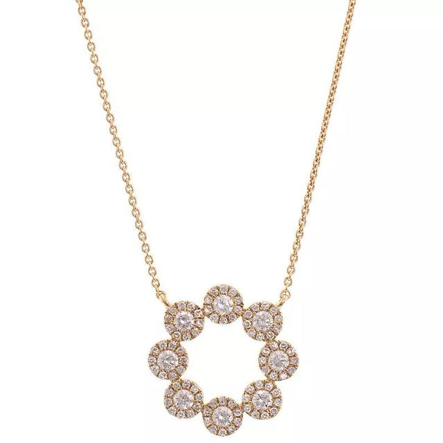 Luxle 14k Gold 1/2 Carat T.W. Diamond Circle Halo Necklace, Womens Product Image