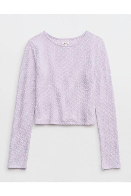 Aerie Long Sleeve Textured Cropped T-Shirt Women's Product Image