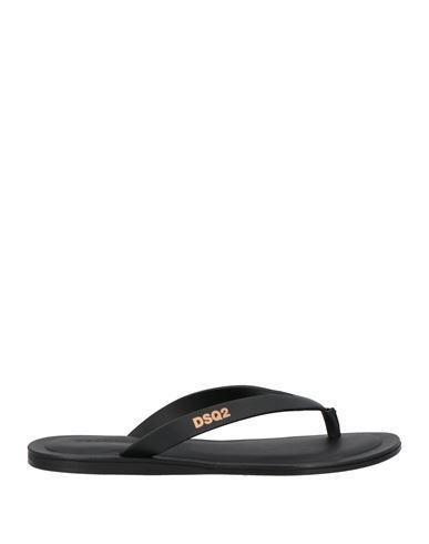 DSQUARED2 Man Thong Sandal Black Size 9 Leather In Nero Product Image