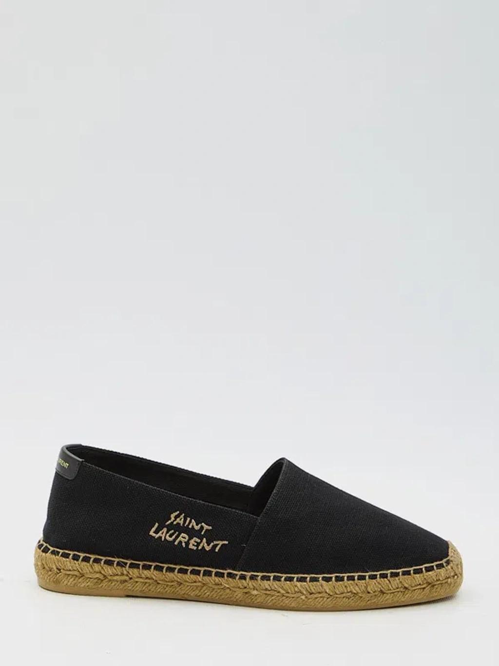 SAINT LAURENT Logo-embroidered Canvas Espadrilles In Black Product Image