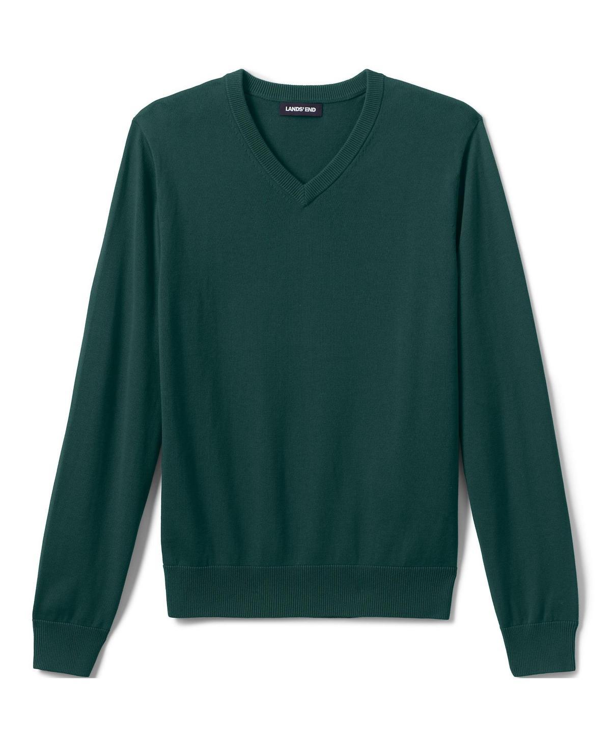 Lands End Mens School Uniform Cotton Modal Fine Gauge V-neck Sweater Product Image