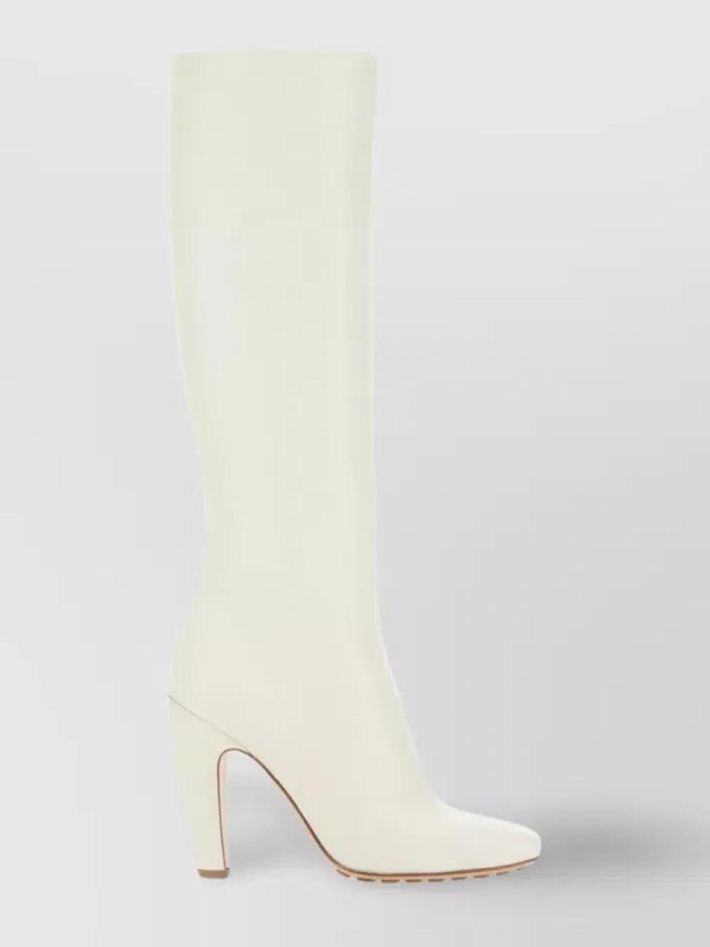 Pointed Heel Leather Boots In Beige product image